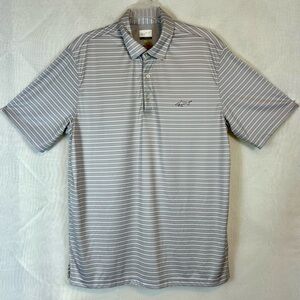 Men’s Greg Norman Gray Stripe Polo Style Golf Shirt / Large
